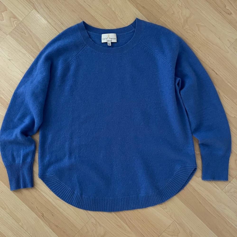 Belle France Cashmere Blue pullover sweater L